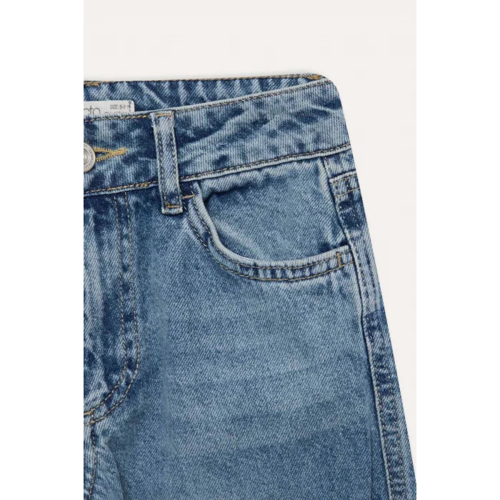 Defacto D7386 Mavi Kız Çocuk Wide Leg Kargo Geniş Paça Jean Pantolon