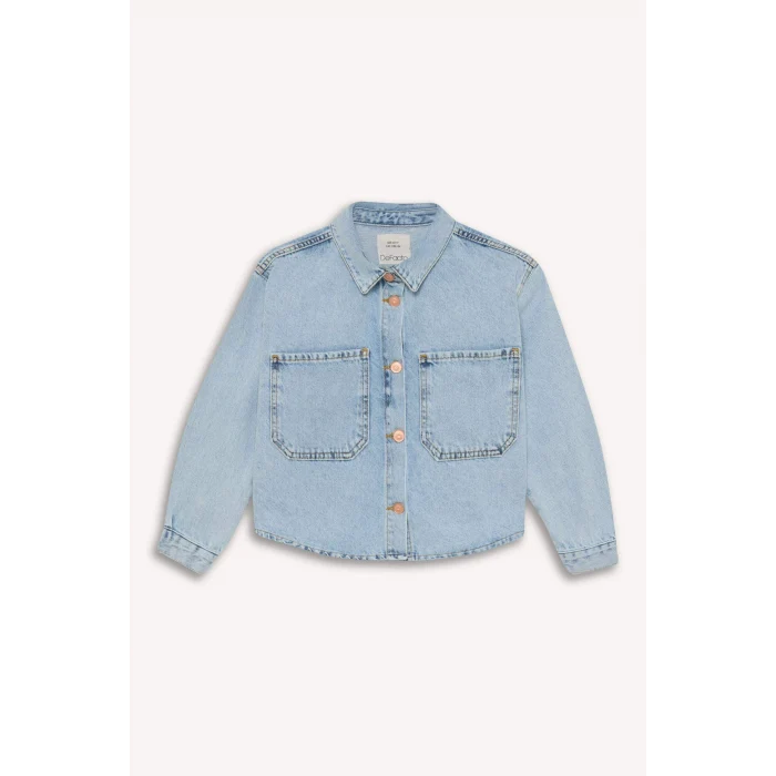 Defacto D9699 Mavi Kız Çocuk Pamuklu Jean Ceket