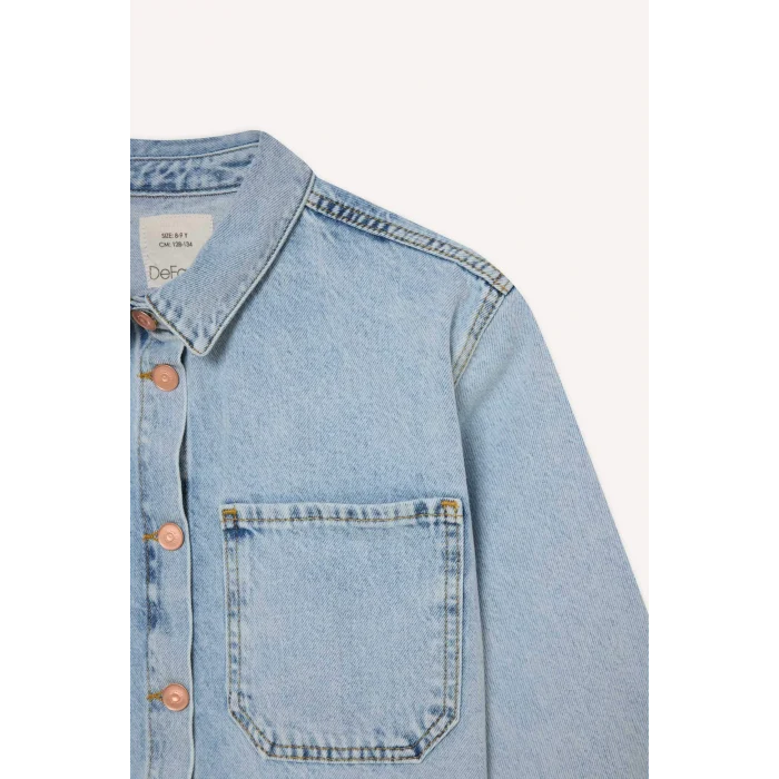 Defacto D9699 Mavi Kız Çocuk Pamuklu Jean Ceket