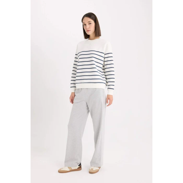 Defacto E6350 Gri Straight Fit Cepli Esnek Belli Eşofman Altı