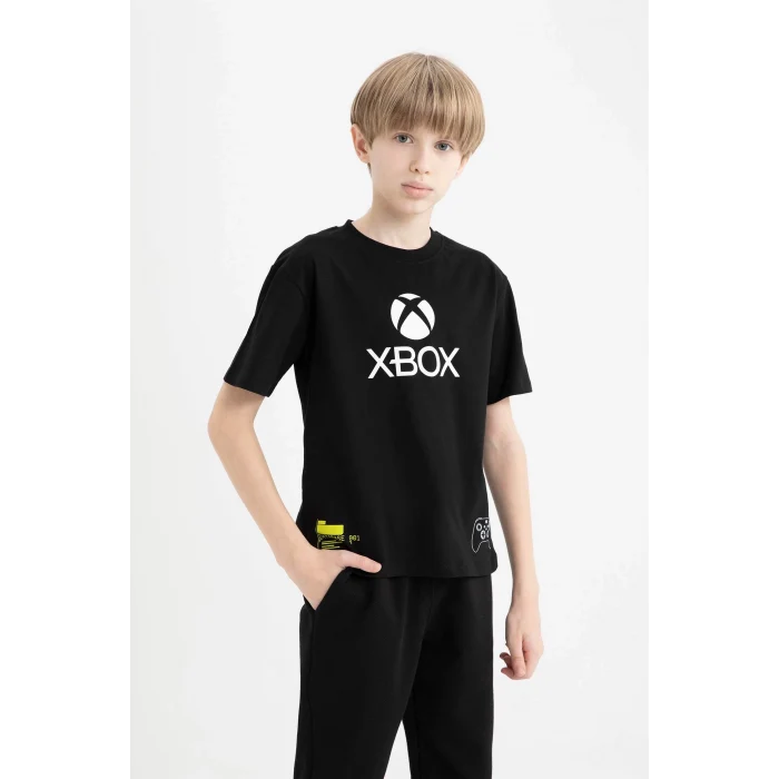 Defacto D9562 Siyah Erkek Çocuk Xbox Bisiklet Yaka Kısa Kollu Tişört