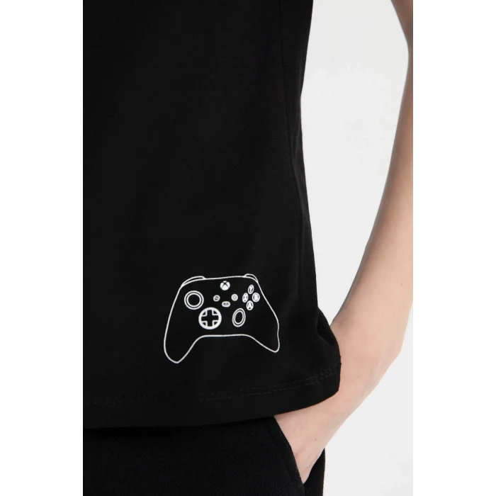 Defacto D9562 Siyah Erkek Çocuk Xbox Bisiklet Yaka Kısa Kollu Tişört