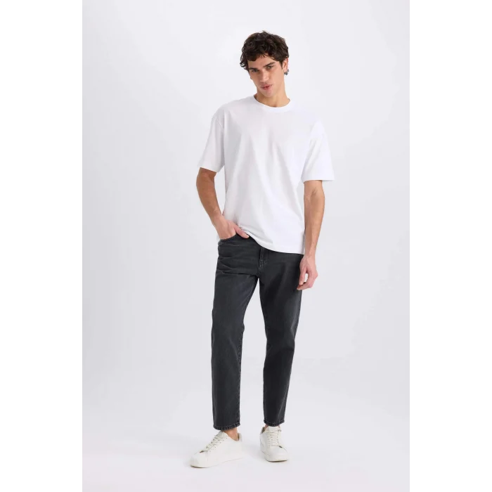 Defacto D8587 Siyah 90s Slim Fit Dar Kalıp Yüksel Bel Dar Paça Yıkamalı Jean Pantolon