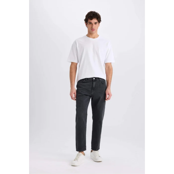 Defacto D8587 Siyah 90s Slim Fit Dar Kalıp Yüksel Bel Dar Paça Yıkamalı Jean Pantolon