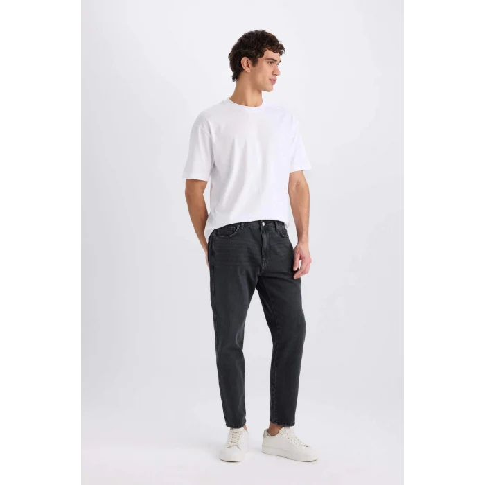 Defacto D8587 Siyah 90s Slim Fit Dar Kalıp Yüksel Bel Dar Paça Yıkamalı Jean Pantolon