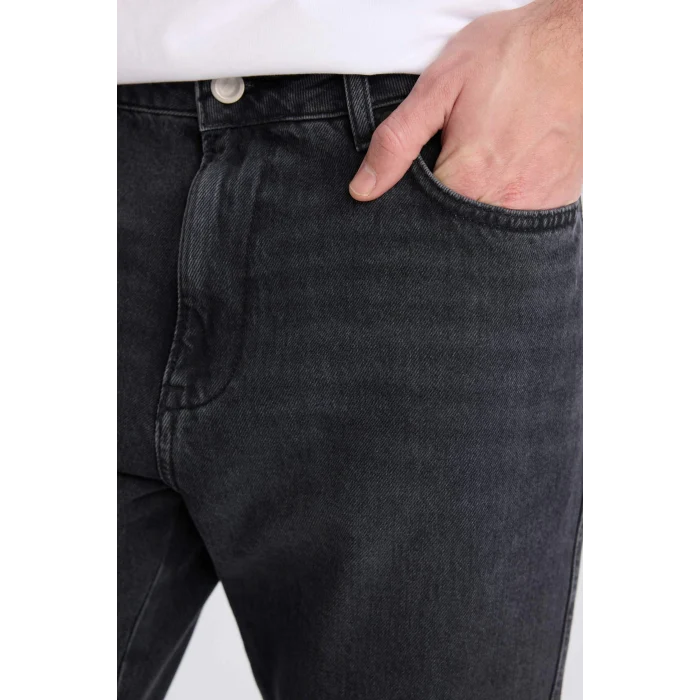 Defacto D8587 Siyah 90s Slim Fit Dar Kalıp Yüksel Bel Dar Paça Yıkamalı Jean Pantolon