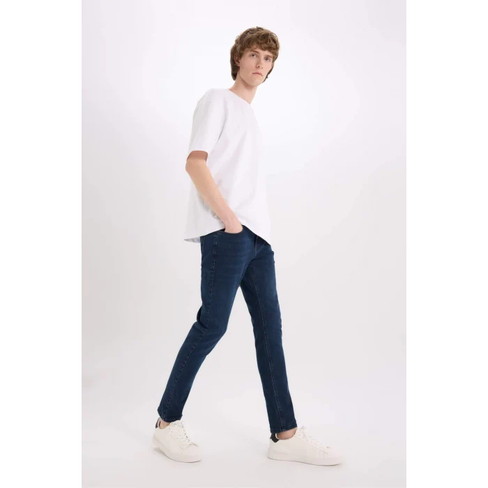 Defacto B3620 İndigo Carlo Skinny Fit Ekstra Dar Kalıp Normal Bel Ekstra Dar Paça Jean Pantolon