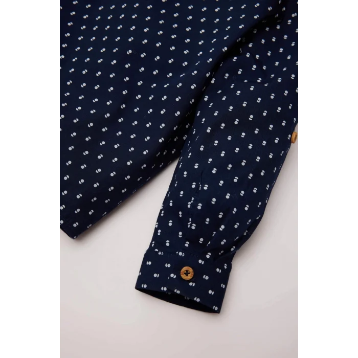 Defacto D9337 Lacivert Erkek Bebek 2li Takım Desenli Gömelk Beli Lastikli Pantolon