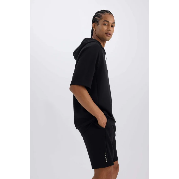 Defacto C5902 Siyah DeFactoFit Kısa Paça Skuba Dalgıç Kumaş Sporcu Şort