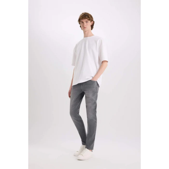 Defacto E2740 Gri Carlo Skinny Fit Ekstra Dar Kalıp Normal Bel Ekstra Dar Paça Jean Pantolon
