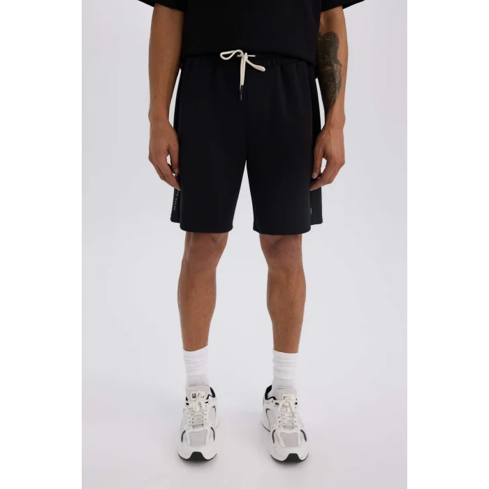 Defacto C5902 Siyah DeFactoFit Kısa Paça Skuba Dalgıç Kumaş Sporcu Şort