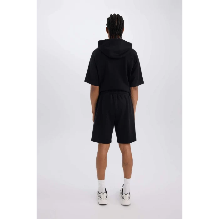 Defacto C5902 Siyah DeFactoFit Kısa Paça Skuba Dalgıç Kumaş Sporcu Şort