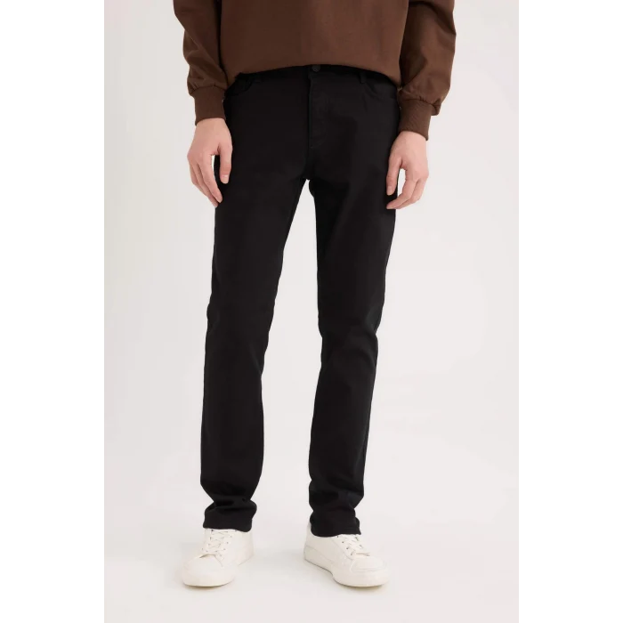 Defacto S2711 Siyah Pedro Slim Fit Dar Kalıp Normal Bel Dar Paça Jean Pantolon