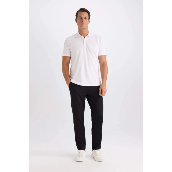 Defacto M6609 Beyaz Slim Fit Dar Kesim Basic Düz Kısa Kollu Polo Tişört