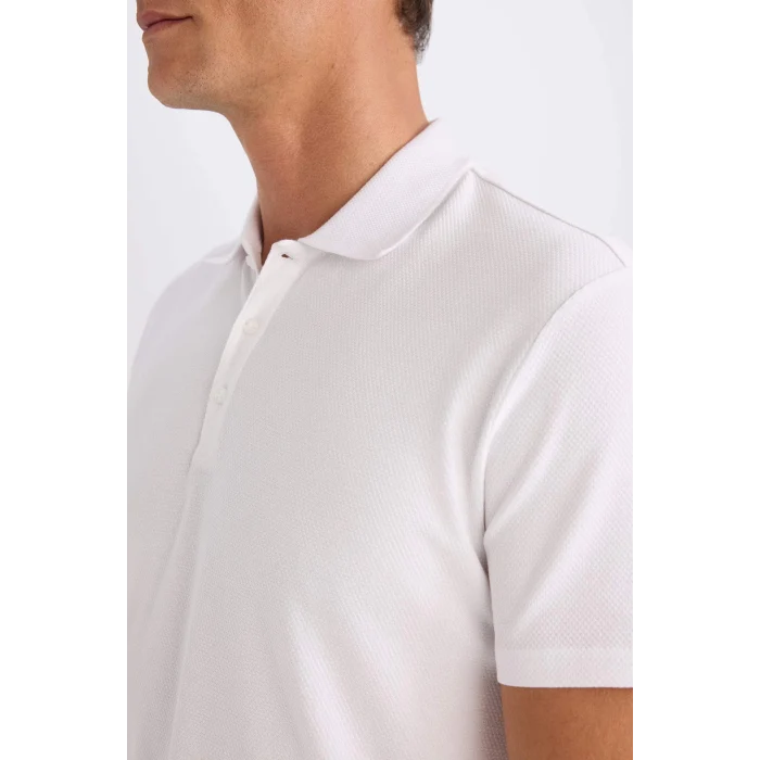 Defacto M6609 Beyaz Slim Fit Dar Kesim Basic Düz Kısa Kollu Polo Tişört