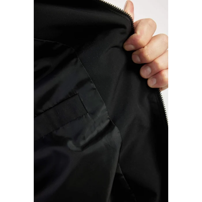 Defacto A3865 Siyah Slim Fit Bomber Mont Ceket Dar Kesim Kolej Yaka Fermuarlı Çift Cepli Mevsimlik Baharlık Hafif