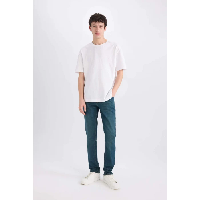 Defacto B0398 Yeşil Pedro Slim Fit Dar Kalıp Normal Bel Dar Paça Jean Pantolon