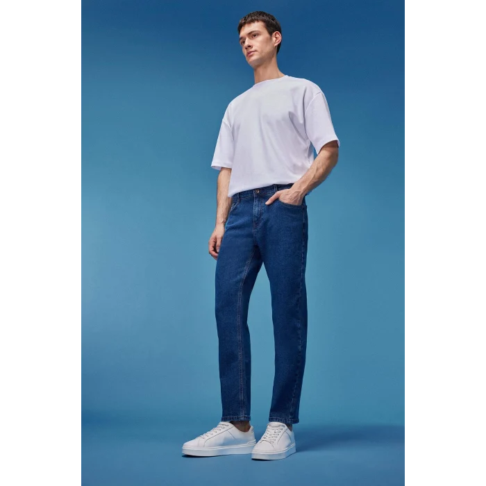 Defacto D9829 Mavi Sergio Regular Fit Normal Kalıp Normal Bel Boru Paça Jean Pantolon