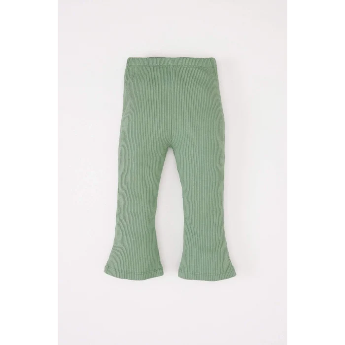 Defacto E2963 Haki Kız Bebek 2li Takım Çiçekli Fırfırlı Uzun Kollu Bluz İspanyol Paça Tayt