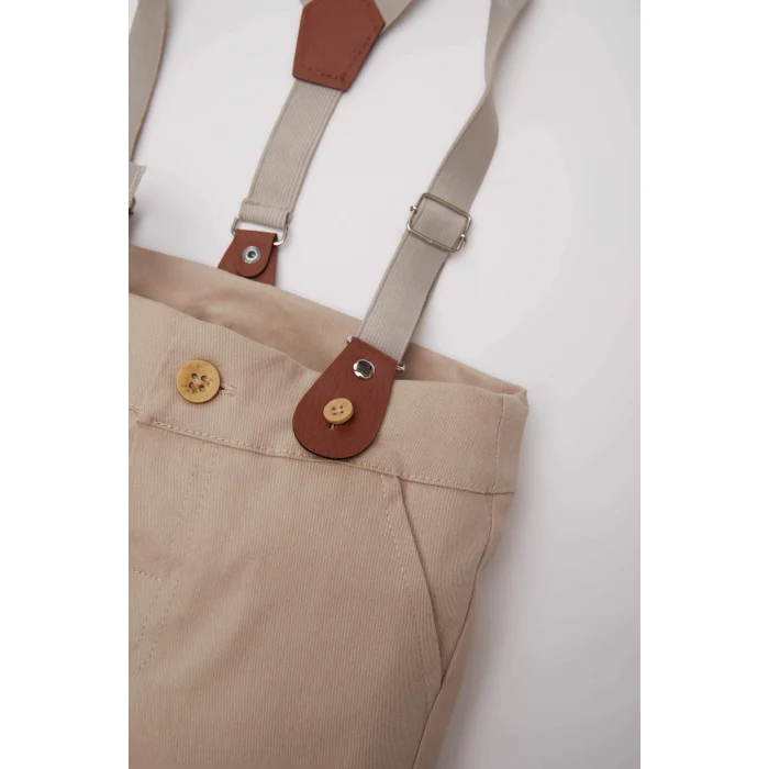 Defacto E2236 Bej Erkek Bebek Standart Paça Askılı Gabardin Pantolon