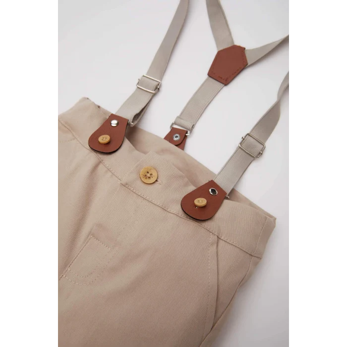 Defacto E2236 Bej Erkek Bebek Standart Paça Askılı Gabardin Pantolon