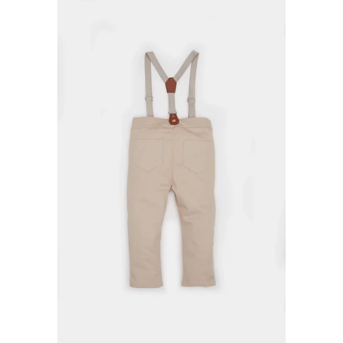 Defacto E2236 Bej Erkek Bebek Standart Paça Askılı Gabardin Pantolon