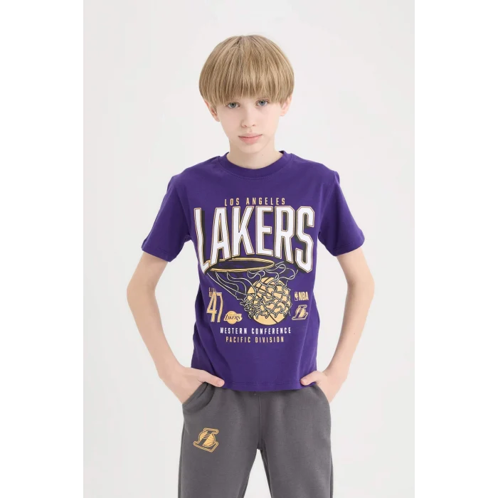 Defacto D9544 Mor Erkek Çocuk NBA Los Angeles Lakers Kısa Kollu Tişört