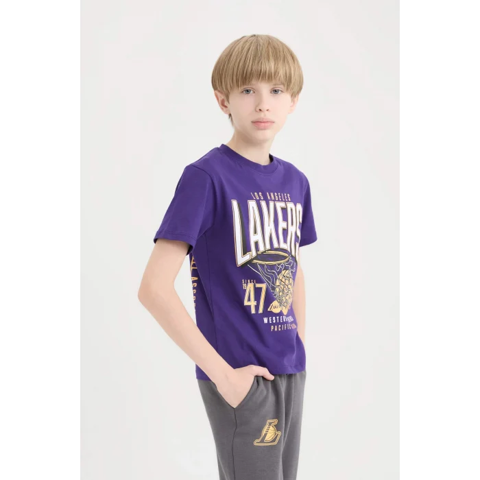 Defacto D9544 Mor Erkek Çocuk NBA Los Angeles Lakers Kısa Kollu Tişört