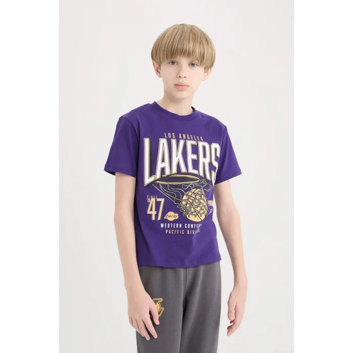 Defacto D9544 Mor Erkek Çocuk NBA Los Angeles Lakers Kısa Kollu Tişört