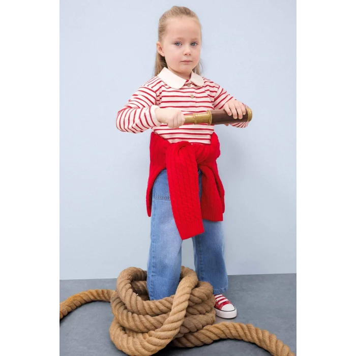 Defacto D7886 Mavi Kız Bebek Wide Leg Geniş Bol Paça Jean Pantolon