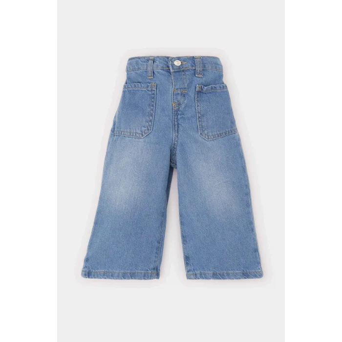 Defacto D7886 Mavi Kız Bebek Wide Leg Geniş Bol Paça Jean Pantolon