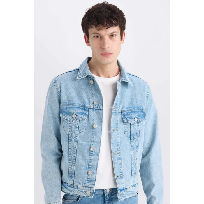 Defacto D8306 Mavi Regular Fit Mevsimlik Baharlık Jean Ceket