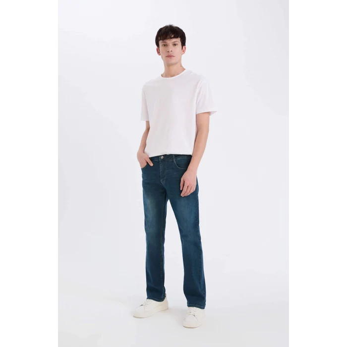 Defacto R9026 Yeşil Sergio Regular Fit Normal Kalıp Normal Bel Boru Paça Jean Pantolon