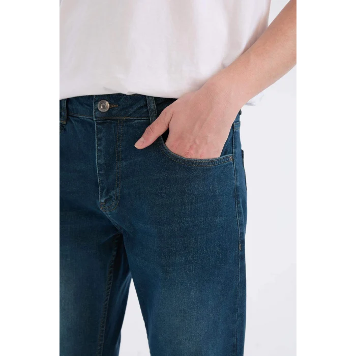 Defacto R9026 Yeşil Sergio Regular Fit Normal Kalıp Normal Bel Boru Paça Jean Pantolon