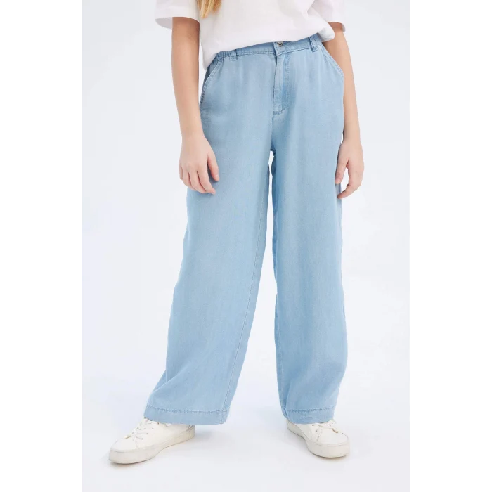 Defacto D7103 Mavi Kız Çocuk Wide Leg Geniş Paça Jean Pantolon
