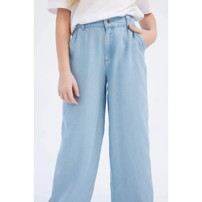 Defacto D7103 Mavi Kız Çocuk Wide Leg Geniş Paça Jean Pantolon