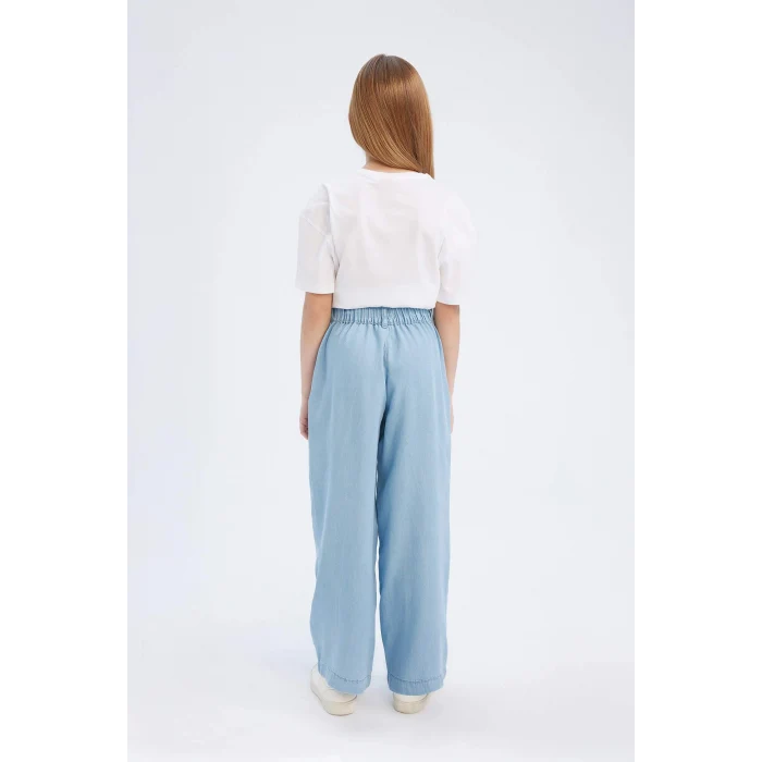 Defacto D7103 Mavi Kız Çocuk Wide Leg Geniş Paça Jean Pantolon