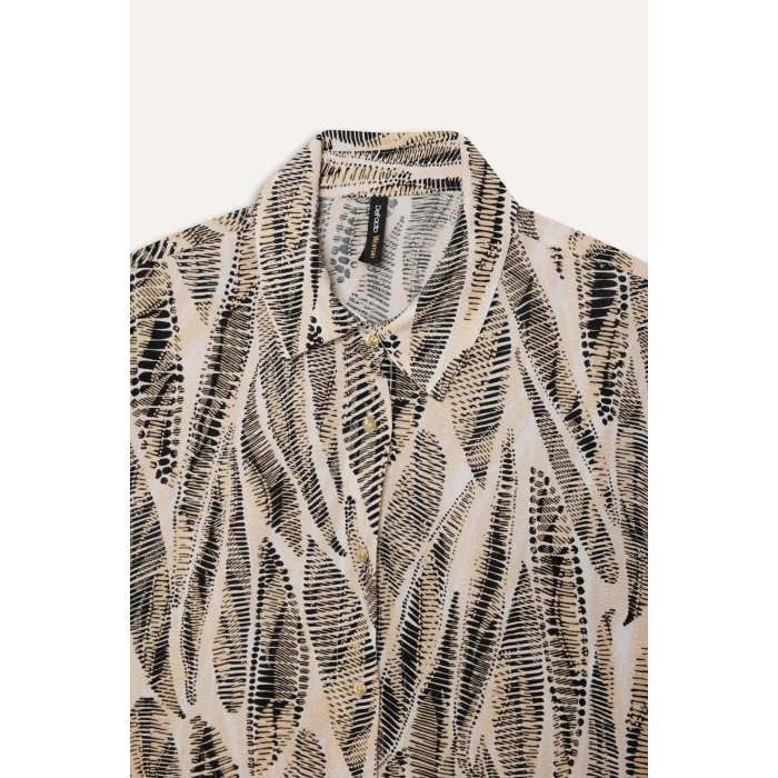 Defacto E0786 Siyah Regular Fit Desenli Uzun Kollu Gömlek Tunik
