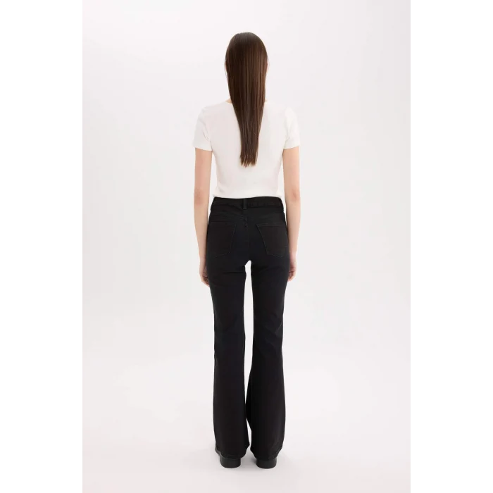 Defacto D6639 Siyah Mia Yüksek Bel Düz Paça Cepli Jean Pantolon
