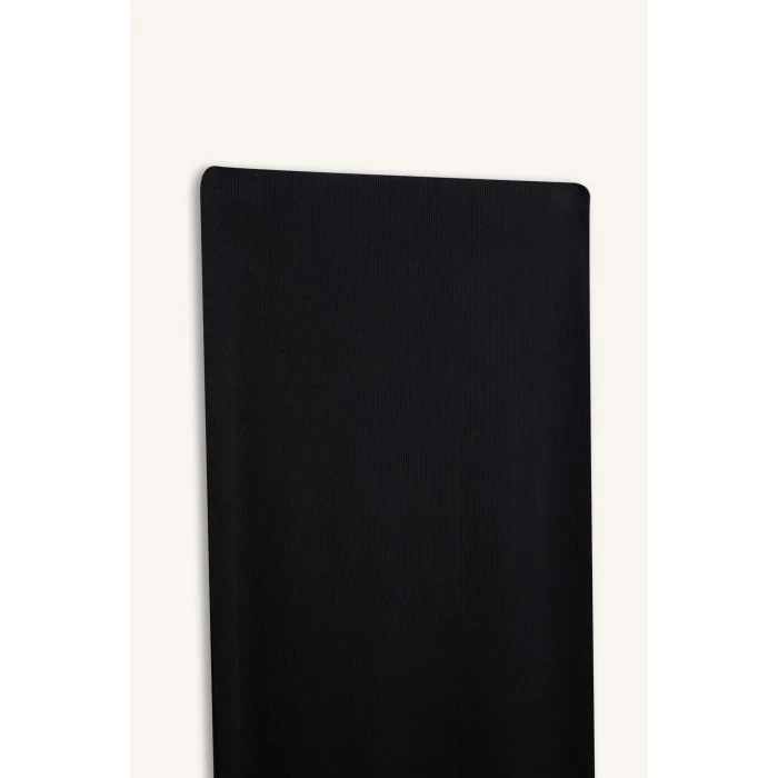 Defacto C4497 Siyah Yüksek Bel Fitilli Kaşkorse Basic Düz Maxi Siyah Kalem Etek