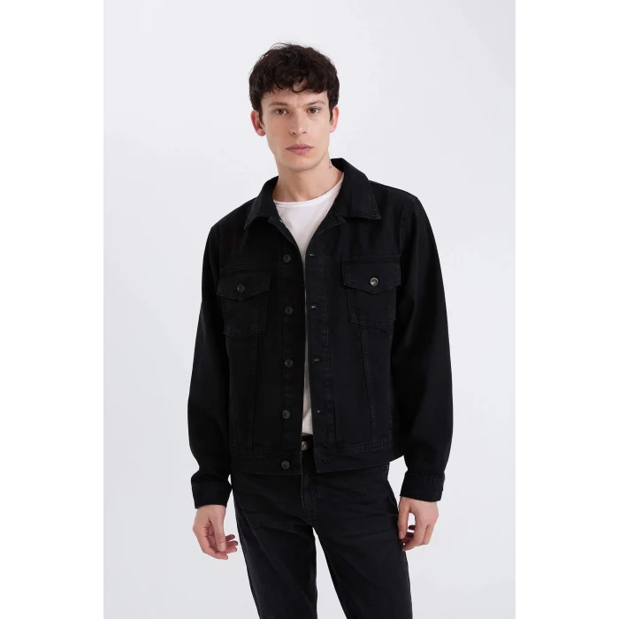 Defacto E4990 Siyah Regular Fit Mevsimlik Baharlık Jean Ceket