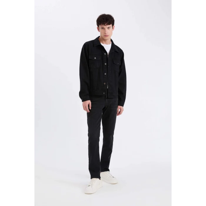 Defacto E4990 Siyah Regular Fit Mevsimlik Baharlık Jean Ceket