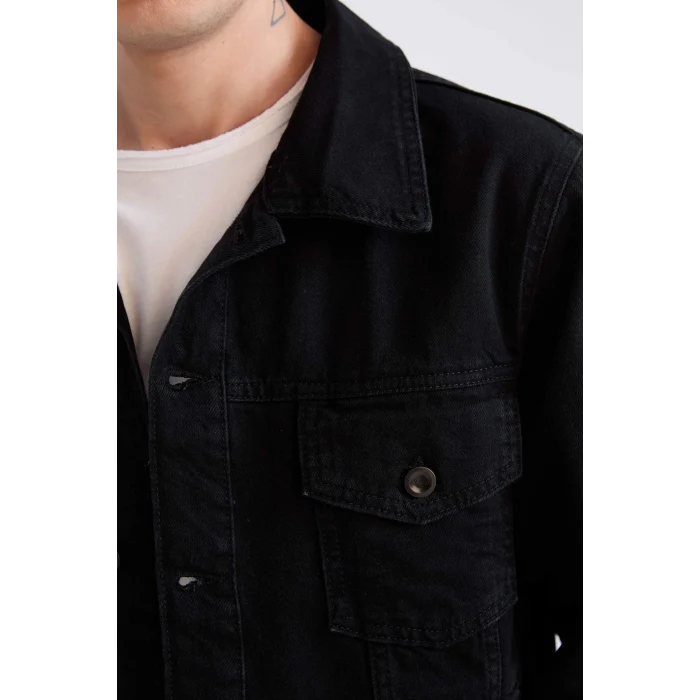 Defacto E4990 Siyah Regular Fit Mevsimlik Baharlık Jean Ceket