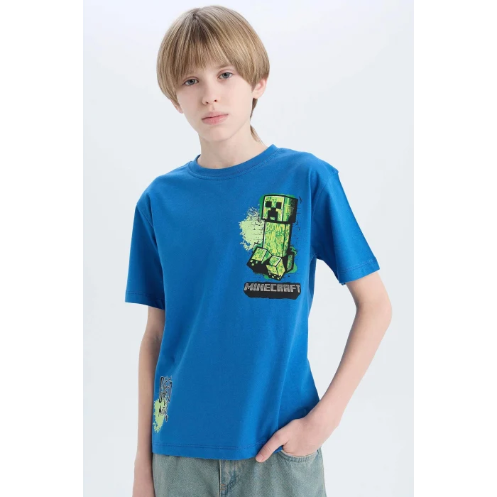 Defacto D9561 Mavi Erkek Çocuk Kısa Kollu Tişört