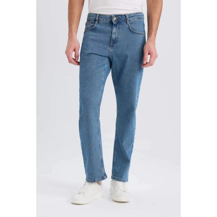 Defacto D9839 Mavi Diago Comfort Fit Yüksek Bel Geniş Paça Düz Paça Jean Pantolon