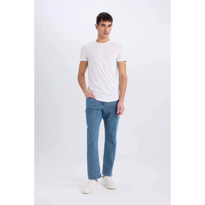 Defacto D9839 Mavi Diago Comfort Fit Yüksek Bel Geniş Paça Düz Paça Jean Pantolon