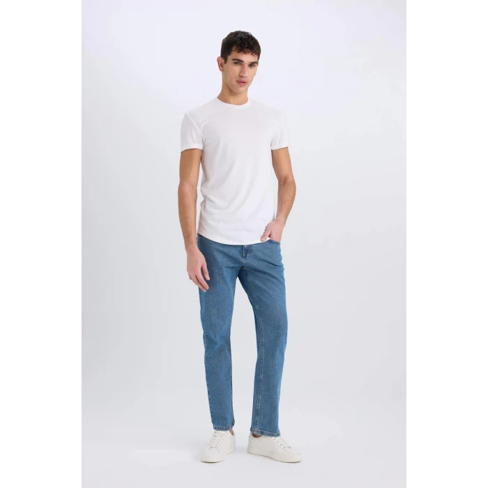 Defacto D9839 Mavi Diago Comfort Fit Yüksek Bel Geniş Paça Düz Paça Jean Pantolon