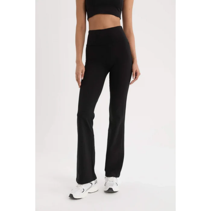 Defacto C5275 Siyah DeFactoFit Flare Fit Beli Saran İspanyol Paça Standart Boy Sporcu Eşofman Altı