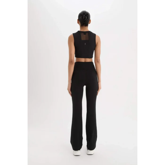 Defacto C5275 Siyah DeFactoFit Flare Fit Beli Saran İspanyol Paça Standart Boy Sporcu Eşofman Altı