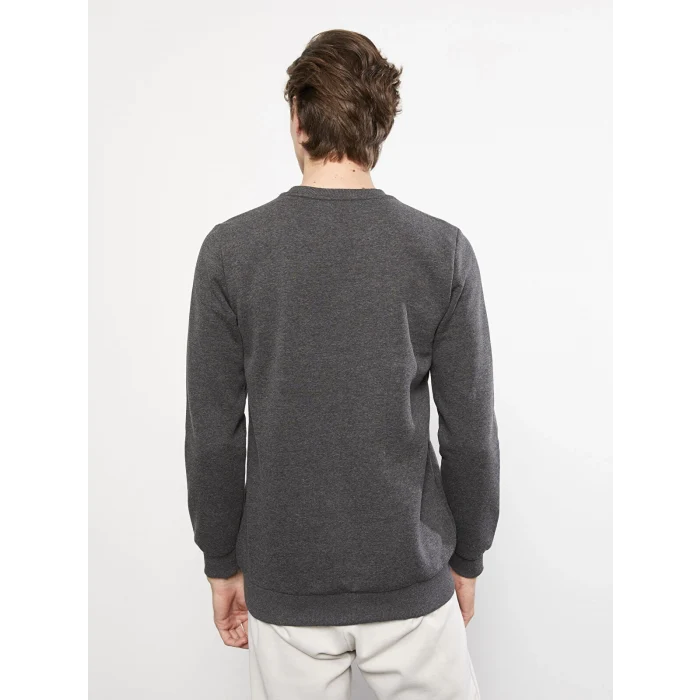 LCW Casual ANTRASİT Bisiklet Yaka Uzun Kollu Baskılı Erkek Kalın Sweatshirt